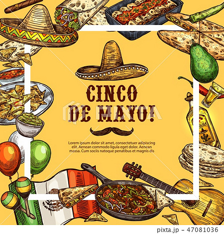 Cinco de Mayo Mexican sombrero and fiesta food Cinco de Mayo Mexican sombrero and fiesta food 47081036