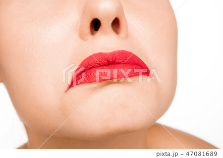 Sexy Red Lip. Close-up Beautiful lips 47081689