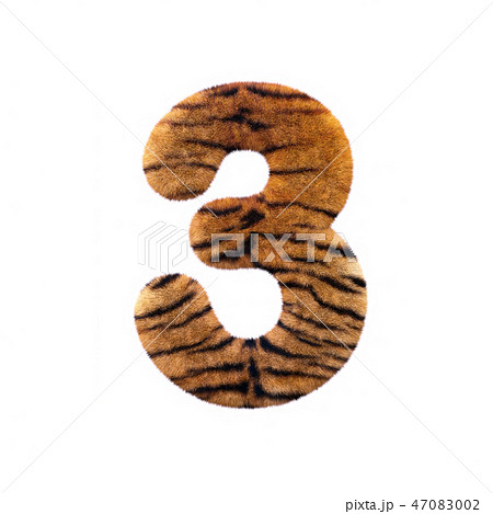 Tiger number 3 -  3d Feline fur digit 47083002