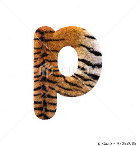 Tiger letter P - Lowercase 3d Feline fur font Tiger letter P - Lowercase 3d Feline fur font 47083088