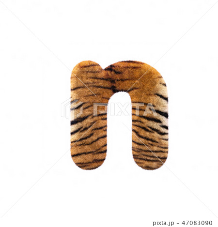Tiger letter N - Small 3d Feline fur font 47083090