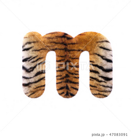 Tiger letter M - Lowercase 3d Feline fur font 47083091