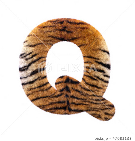 Tiger letter Q - Upper-case 3d Feline fur font 47083133