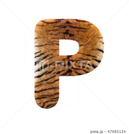 Tiger letter P - Upper-case 3d Feline fur font 47083134