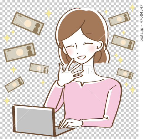 小遣い稼ぎする女性 47084347