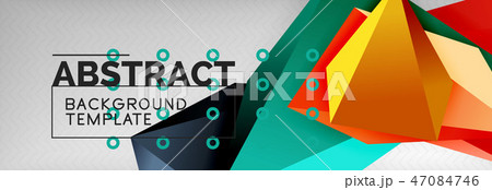 Bright colorful triangular poly 3d composition, abstract geometric background, minimal design 47084746