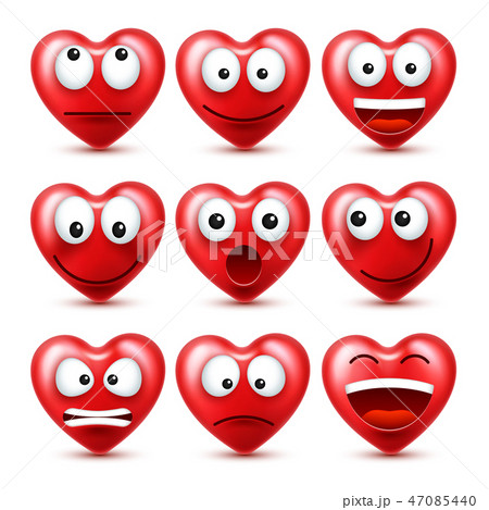 Heart Smiley Emoji Vector Set For Valentines のイラスト素材