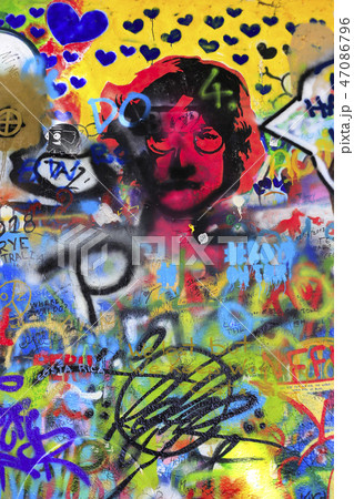 Famous John Lennon's wall with graffiti in Prague Famous John Lennon's wall with graffiti in Prague 47086796