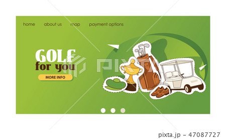 Golf vector web page golfers sportswear and golfball for playing in golfclub backdrop illustration Golf vector web page golfers sportswear and golfball for playing in golfclub backdrop illustration 47087727