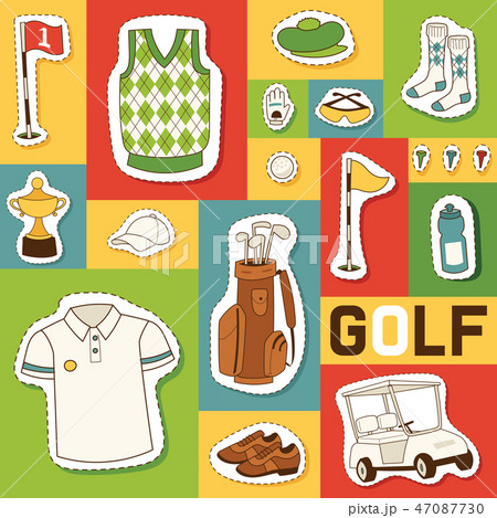 Golf vector seamless pattern golfers sportswear and golfball for playing in golfclub backdrop 47087730