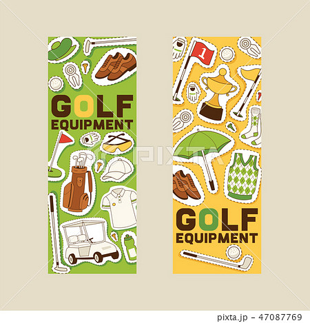Golf vector golfers sportswear and golfball for playing in golfclub backdrop illustration set of Golf vector golfers sportswear and golfball for playing in golfclub backdrop illustration set of 47087769