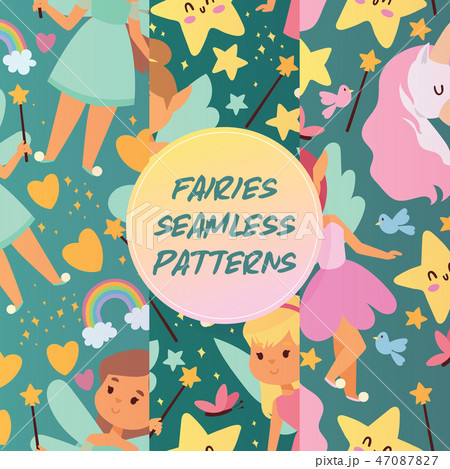 Fairy girl seamless pattern vector magic faery character and fantasy beautiful princess cartoon Fairy girl seamless pattern vector magic faery character and fantasy beautiful princess cartoon 47087827