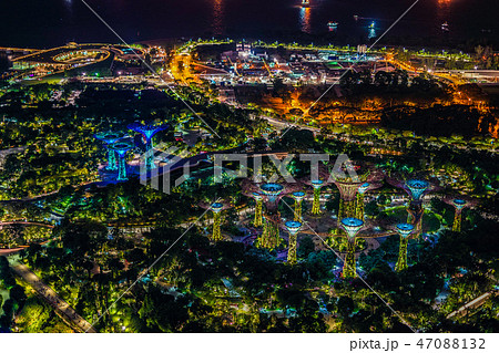 マリーナ・ベイ・サンズ展望台からの夜景（シンガポール） 47088132