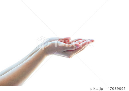 Pray for support concept with Isolated female hand 47089095