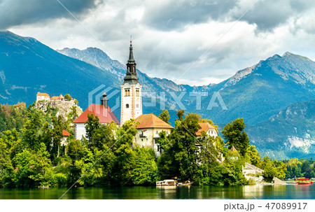 Church of the Assumption of Mary and Bled Castle in Slovenia 47089917