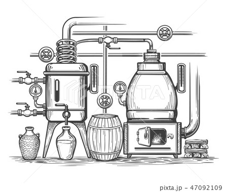 Distillery sketch illustration Distillery sketch illustration 47092109