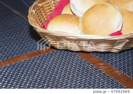 a basket of pastries on the table 47092669