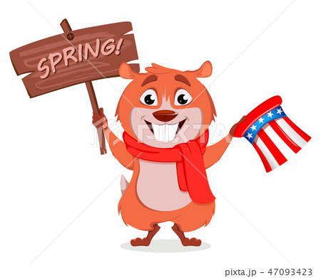 Happy Groundhog day. Funny marmot Happy Groundhog day. Funny marmot 47093423