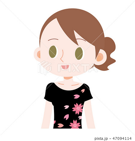 桜柄Tシャツを着た外国人女性 桜柄Tシャツを着た外国人女性 47094114