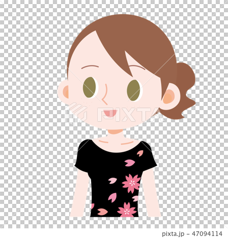 桜柄tシャツを着た外国人女性のイラスト素材 桜柄tシャツを着た外国人女性のイラスト素材