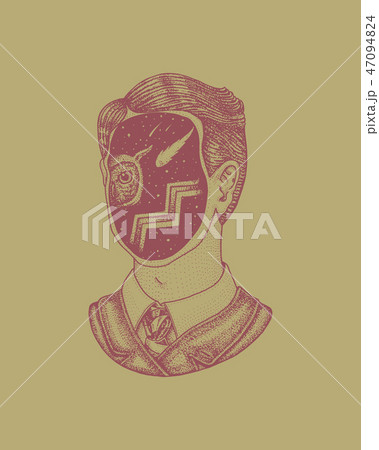 Double exposure. Space in a man. Detective gentleman in a jacket or Abstract man. Stars and planets 47094824
