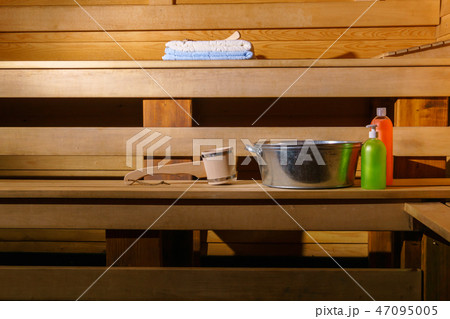 Interior of a modern Russian banya Interior of a modern Russian banya 47095005