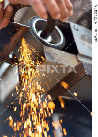 metalworking industry: finishing metal working on horizontal surface grinder machine with flying 47095246