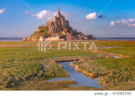 Mont Saint Michel at sunset, Normandy, France Mont Saint Michel at sunset, Normandy, France 47095595