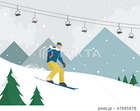 スキー場 ケーブルカー ロープウェイのイラスト素材 47095676 Pixta