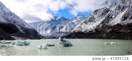 Ice on lake New zealand Ice on lake New zealand 47095728