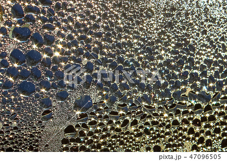 Closeup of condensation forming on a window Closeup of condensation forming on a window 47096505