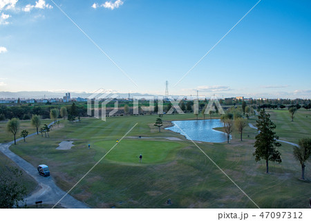 入間川 荒川上江橋より上流 秩父連山 河川敷ゴルフ場 入間川 荒川上江橋より上流 秩父連山 河川敷ゴルフ場 47097312