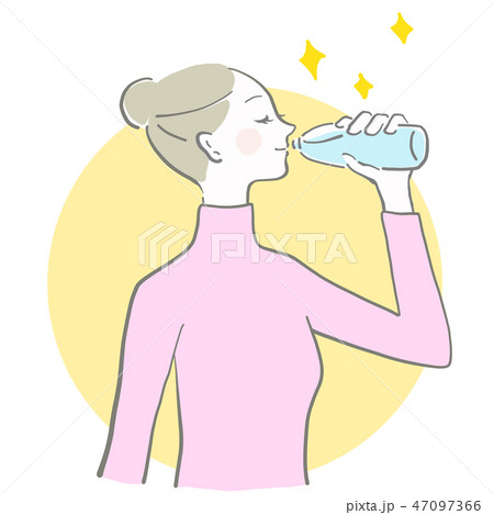 水 飲む 女性 余白 水分補給 ベクター 冬は水分補給のイラスト素材