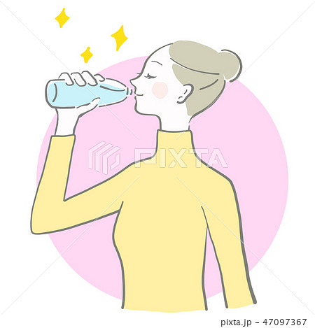 水 飲む 女性 余白 水分補給 ベクター 冬の水分補給のイラスト素材