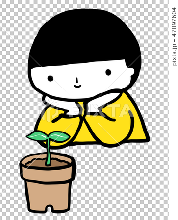 芽が出る こども ベクター あおきいろくん 芽が出る こども ベクター あおきいろくん 47097604