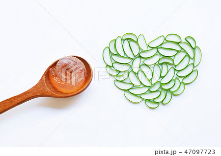 Aloe vera slices heart shape and aloe vera gel Aloe vera slices heart shape and aloe vera gel 47097723