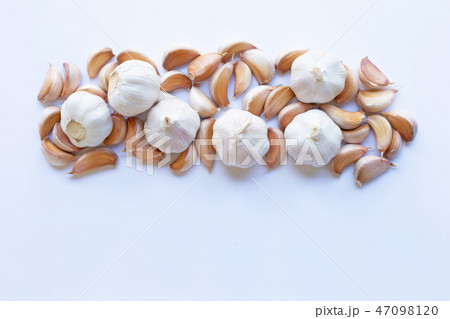 Fresh garlic on white background. 47098120