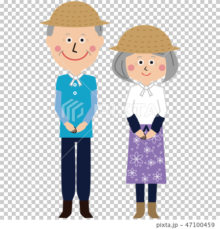 a senior man and a woman of a pop farm meet stock illustration 47100459 pixta pixta