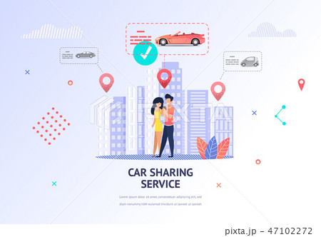 Illustration Loving Couple Tearing Out Car Weekend 47102272