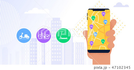 Illustration Carsharing Service Mobile Application 47102345