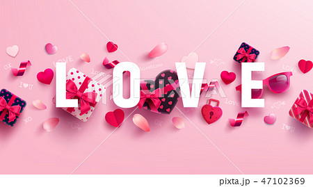 Valentines day Poster or banner with gift box Valentines day Poster or banner with gift box 47102369