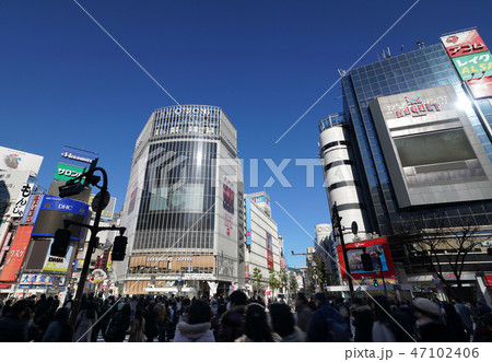 日本の東京都市景観 渋谷スクランブル交差点などを望む。平成最後のお正月=平成31年1月2日撮影 日本の東京都市景観 渋谷スクランブル交差点などを望む。平成最後のお正月=平成31年1月2日撮影 47102406