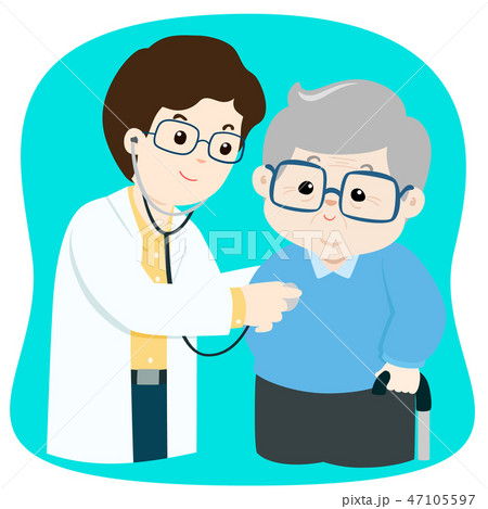 Elderly checkup with doctor cartoon vector. - Stock Illustration [47105597]  - PIXTA