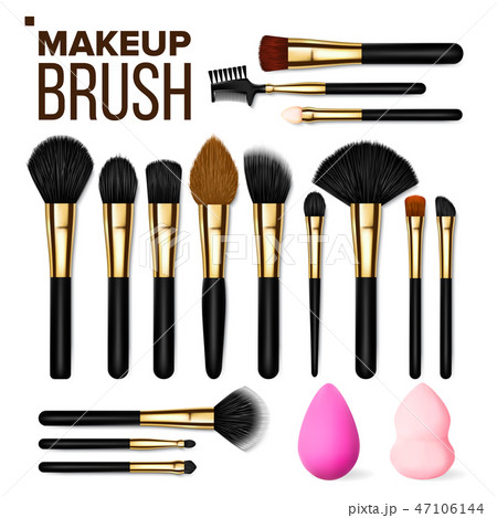 Makeup Brush Set Vector. Cosmetic Beauty Tools. Professional Woman Facial Equipment. Female 47106144