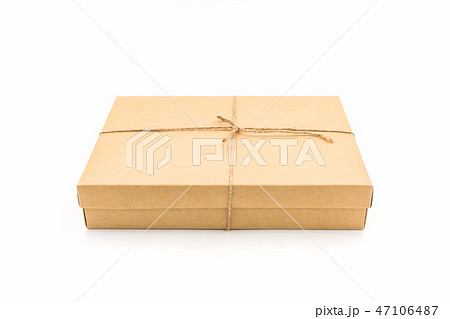 Brown paper box, tied with string. 47106487