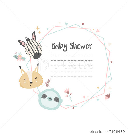 Baby Shower Invitation with cute animals 47106489