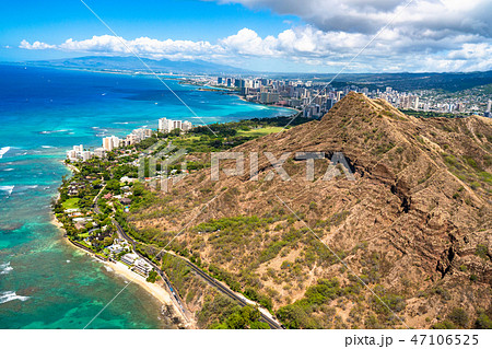 《ハワイ》ダイヤモンドヘッド・ホノルル《航空写真》 47106525