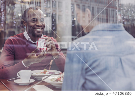 Happy male person doing proposal to his girlfriend Happy male person doing proposal to his girlfriend 47106830