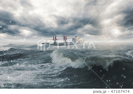 Ship in a stormy sea 47107474