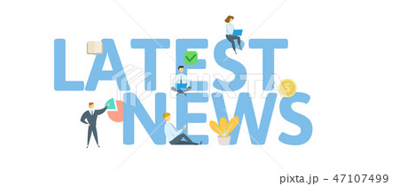 LATEST NEWS word concept banner. Concept with people, letters, and icons. Flat vector illustration LATEST NEWS word concept banner. Concept with people, letters, and icons. Flat vector illustration 47107499